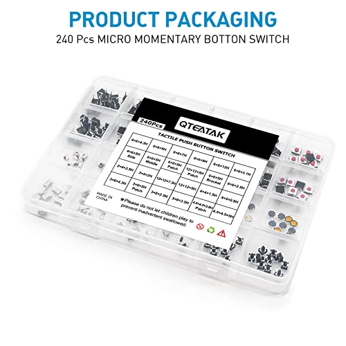 240 Pcs 24 Value Micro Momentary Tactile Switch Assortment Kit | Push Button Switch Set - style: 240 Pcs 24 Value