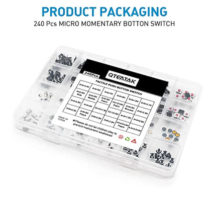240 Pcs 24 Value Micro Momentary Tactile Switch Assortment Kit | Push Button Switch Set - style: 240 Pcs 24 Value