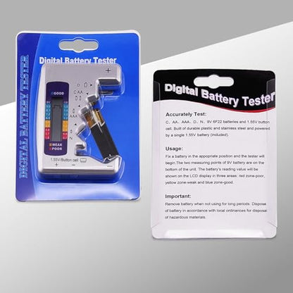Battery Tester Checker, Seven Type Universal Battery Checker for C AA AAA D N 9V (6F22) and 1.5V Button Cell Household Batteries (Requires No Battery for Operating)