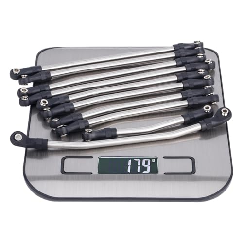 for Axial for SCX10 II 90046 1/10 RC Crawler Car Upgrade Parts 10Pcs Steel Links Rod Set with Ball End 313/324mm Wheelbase RC Links Linkage(324mm) - size: 324mm