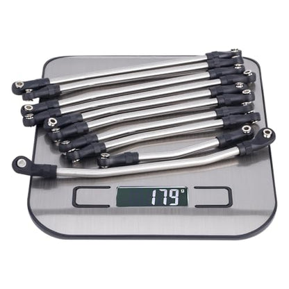 for Axial for SCX10 II 90046 1/10 RC Crawler Car Upgrade Parts 10Pcs Steel Links Rod Set with Ball End 313/324mm Wheelbase RC Links Linkage(324mm) - size: 324mm
