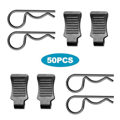 50pcs FriHobby RC Car Clips with Pull Tabs Compatiable with 1/8 1/10 1/12 1/14 Traxxas Arrma Axial SCX10 Redcat Losi Tamiya HPI HSP Himoto Body Clips (Silver) - color: Silver