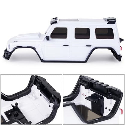 Hard Body Shell for Axial SCX30 1/30 RC Crawler ABS Plastic Body Cover with Light Bucket & Spare Tire Mount Direct Fit Replacement DIY Upgrade (Unpainted White) - color: Unpainted White