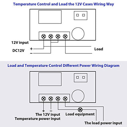 Weewooday 2 Pcs 12v Electronic Temperature Controller Programmable -50 to 110°C Heating/Cooling Thermostat Control Switch Module Ntc Waterproof Sensor Probe Dual Color LED Display Monitor