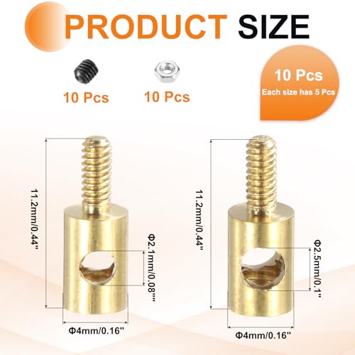MECCANIXITY Linkage Stoppers Connecting Servo Arm, Push Rod with Nut and Screw for RC Airplane, D4x2.1mm D4x2.5mm 10 Pcs - size: D4x2.1mm; D4x2.5mm