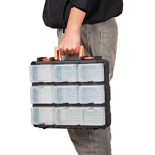 Mayouko 16 Compartments Detachable Toolbox Organizer,Hardware Organizer Box with Removable Sections,Carrying Storage Case for Patts,Screws,Bolts,Nuts,Toys - size: 13.5"L x 12"W x 5"H