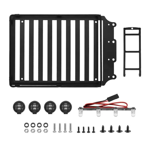 1/18 RC Crawler Chassis Compatible Body Kit 6. 10in Wheelbase ABS Hardtop with Front Rear Bumpers Fits Bronco Style Models 4M-66(Roof Rack) - color: Roof Rack