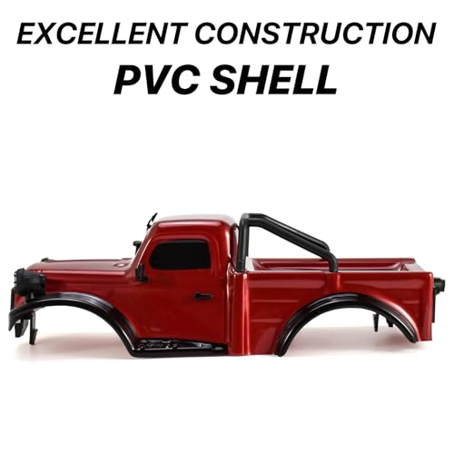 RC Truck Pickup Body Shell for 1/18 RC Crawler Car TRX4M Defender Bronco (Red) - color: Red