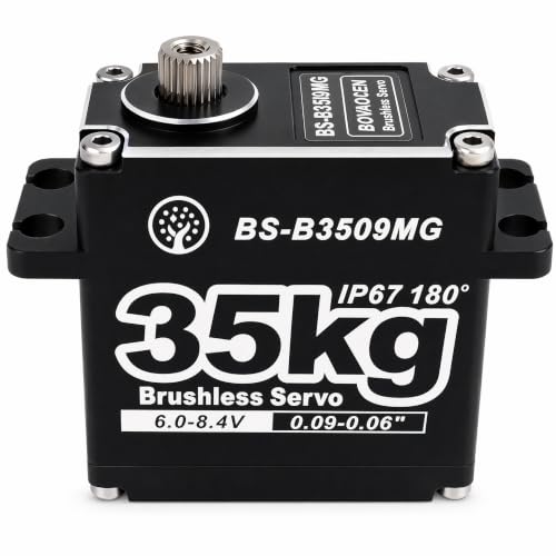 35KG Brushless Large Torque HV Full Metal Gear IP67 Waterproof Steering Digital Servo with 25T Servo Horn for RC Car Robot Boat Truck Robot Parts (BS-B3509MG-180 Degree) - color: Bs-b3509mg-180 Degree