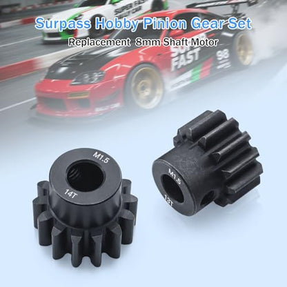 M1.5 Pinion Gear 11T 12T 13T 14T 8mm Shaft Steel Motor Gear Set for 1/5 1/6 1/7 1/8 1/10 Tra-xxas Arrma HSP HPI AXIAL LOSI RC Car Brushed Brushless Motor - size: 11T 12T 13T 14T