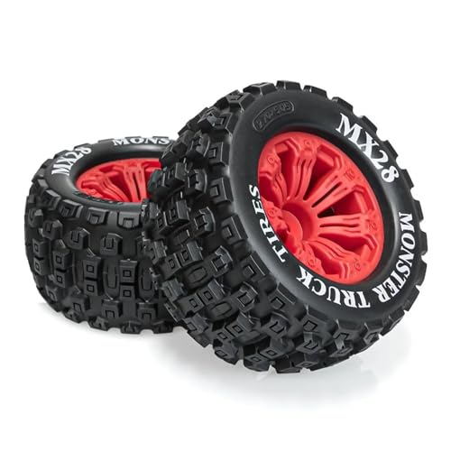 RC Car Repair Kit 1/10 RC Car 2.8-Inch Large MX28 Tread Off-Road Rubber Tires Plastic Rims 12Mm Coupling Upgrade Modify Decoration Parts - color: Gray