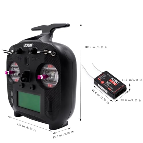 FS-ST8 8-10CH 2.4GHz RC Transmitter with FS-SR8 Receiver, AFHDS 2A Protocol, 4096 Resolution Radio Controller for RC Car Boat FPV Drone & Plane