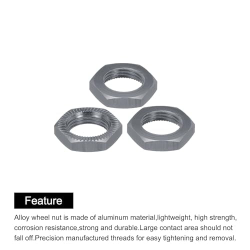 MECCANIXITY Aluminum 17mm RC Wheel Nut Thread M12x1.0mm Hex Wheel Nuts RC Wheel Nut for 1/8 RC Model Car Trucks Off Road Car Upgraded Parts Pack of 16(Titanium Color) - color: Titanium Color