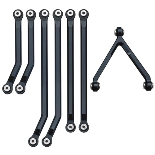 RC Car Toys For Axial For SCX24 90081 For Deadbolt AX00004 1/24 Aluminum High Clearance Chassis Links Set RC Crawler Car Truck Model Parts(Black) - color: Black