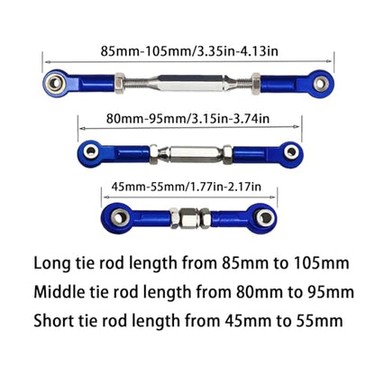 Adjustable Stainless Steel Turnbuckles Set/Camber Links with Rod Ends Set for 1/10 Traxxas Slash 4X4 2WD /Rustler 2WD 4X4/Hoss 2WD 4X4/ Stampede 2WD 4X4/Bandit 2WD 4X4/ Upgrades Parts(Navy Blue)