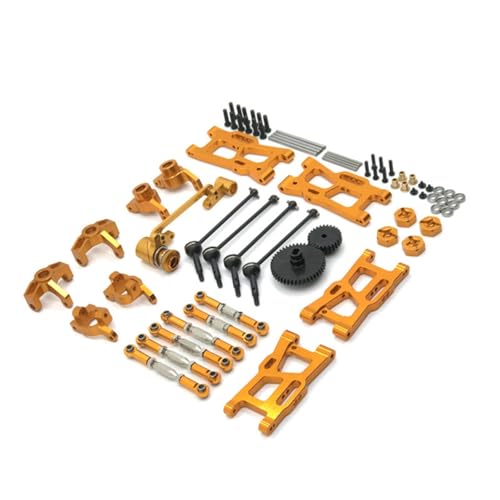 Amagogo Industrial Vehicle RC Car Parts Set with Aluminum Control Arms Link Rods Differential Gears Bearings Hardware for Handling Stability Maintenance Suitable for WLtoys 1/1, Gold - color: Gold