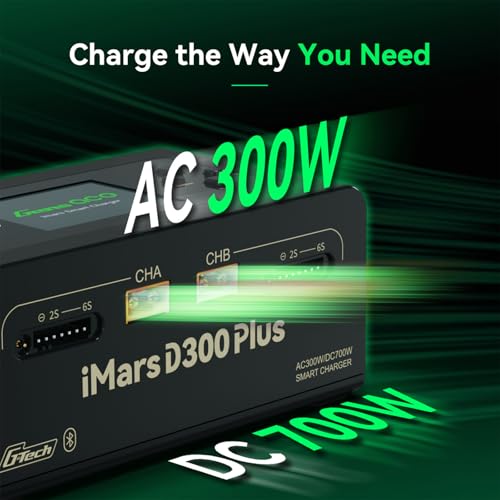 Gens ace iMars D300 Plus Smart Charger | Bluetooth App Control | G-Tech | Dual-Channel | Black