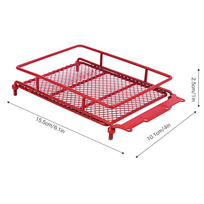Metal Roof Rack, Durable Metal Construction with Bright LED Light RC Crawler Accessories for Off-Road Adventures Simulation Luggage Carrier for RC Enthusiasts and Hobbyists - color: Red