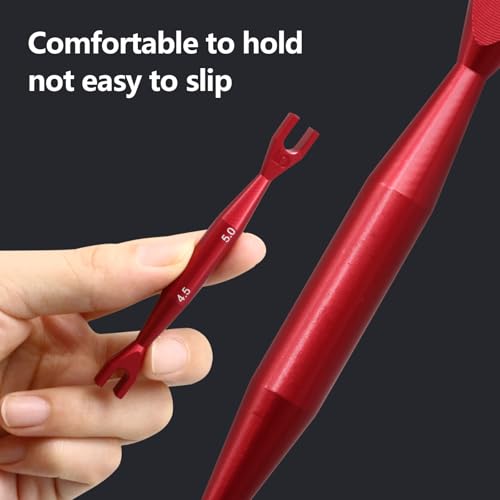 3pcs Aluminum Alloy Wrench 3-4mm 4.5-5mm 5.5-7mm Double End Universal Spanner Open End Small Wrench Set Repair Tool For Rc Crawler Car HSP Traxxas Axial SCX10 Truck (Red) - color: Red
