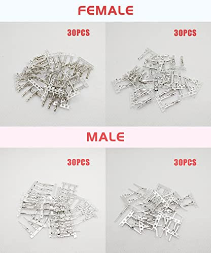 60sets Servo Plug Male Female Connector Crimp Pin Cable for Hitec Spektrum | Compatible JST SYP Futaba,Servo Expansion DIY Applications,Servo Connector Repair,High Conductivity, Low Resistance - size: 60 Sets