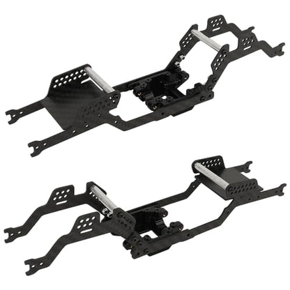 Carbon Fiber Chassis Kit Frame Girder with Brass Skid Plate for 1/18 RC Crawler TRX4M Bronco LCG Upgrade Part (with Skid Plate)