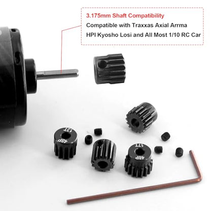 OGRC 48P Pinion Gears 13T 14T 15T 16T 17T 3.175mm (1/8-Inch) Motor Gears | Steel Hardened, 0.53M, for Traxxas Arrma HSP HPI AXIAL Tamiya Losi 1/10 RC Car