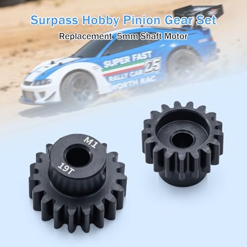 Metal Steel M1 Pinion Gear Sets 15T 16T 17T 18T 19T for 5mm Shaft Motor Gears with Hex Key for 1/8 RC Car Brushless Brush Motor Parts - size: 15T 16T 17T 18T 19T