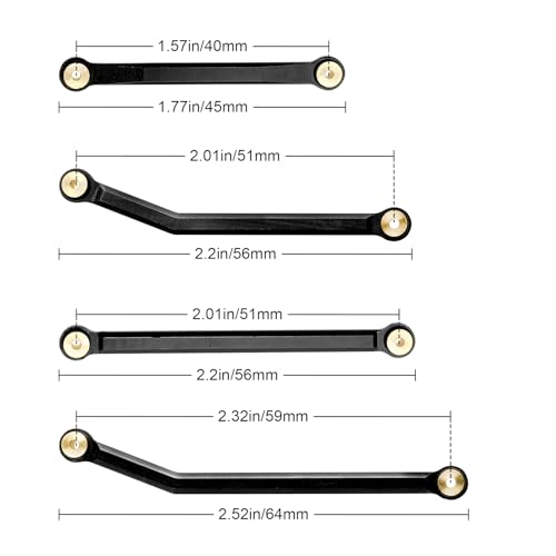 High Clearance Steering Links Set for Axial SCX24 C10 AXI00001 Wrangler JLU AXI00002, 8PCS (Black) - color: Black