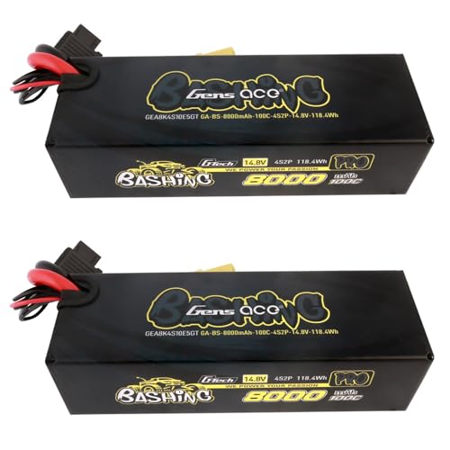 Gens ace 8000mah 4S2P 100C 14.8V G-Tech Bashing Pro Lipo Battery Pack with EC5 Plug(2 Pcs) - size: 4S2P 8000mAh