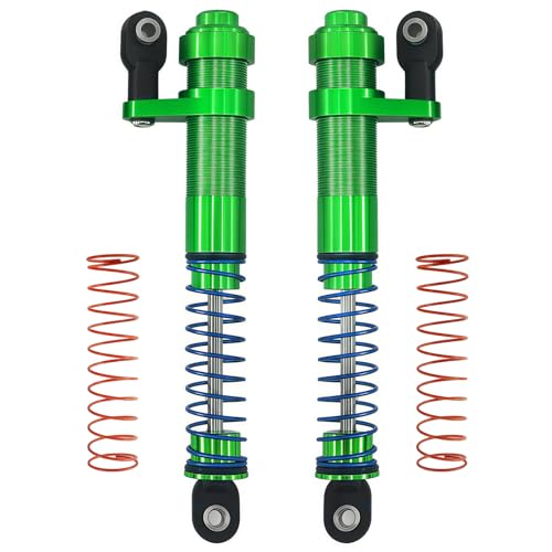 Adjustable Threaded Oil Shock Absorbers 80–100mm with Offset Cap, Aluminum Dampers for 1/10 RC Crawler, 2PCS (Green) - color: Green