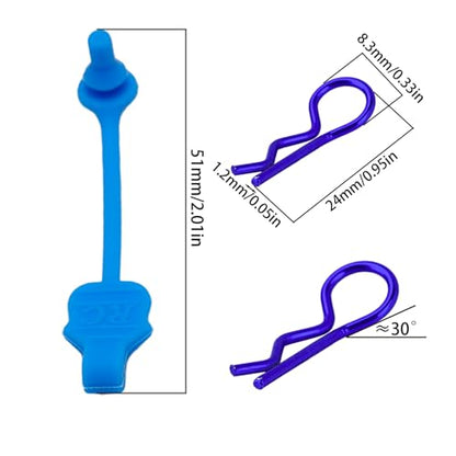 8PCS TGCWENG Universal RC Body Clips w/Pull Tabs Car Clips R Clips for All 1/10 1/12 Scale TRX4 Losi HPI Arrma Kyosho Himoto RC Car Truck Crawler Body Shell Upgrades (1.2mm Purple Clips+Blue Pull) - color: Blue Clips+Blue Pull