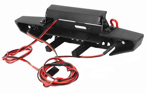 Metal Front Bumper with LED Lights Upgrade Parts for 1/10 TRX-4 Axial SCX10 90046 90047 SCX10 II RC Crawler Car(Black)