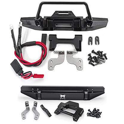SWX Metal Bumper w/LED for TRX4M Defender 1/18 | Metal Bumper, Front Rear Set, LED Lights, TRX4M, Defender, 1/18 Crawler - size: Front and Rear