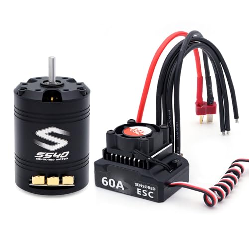 Keenso S540 Brushless Motor, Sensorless Power System, S60A ESC Combo with Built in BEC for 1/10 1/12 RC Cars (21.5T)