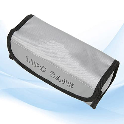 Fireproof Explosion Proof Lipo Battery Bag, Safety Storage Charging Pouch, High Tech Material Bag with Lithium Batteries, 190x75x80mm (Silver)