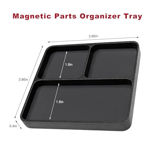 Magnetic Parts Tray, Aluminum Alloy Auto Repair Screws and Parts Organizer, Magnet Hardware Holder Tray for Car RC Repair Phone Electronics Maintenance, Car Accessories (Black) - color: Black