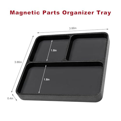 Magnetic Parts Tray, Aluminum Alloy Auto Repair Screws and Parts Organizer, Magnet Hardware Holder Tray for Car RC Repair Phone Electronics Maintenance, Car Accessories (Black) - color: Black