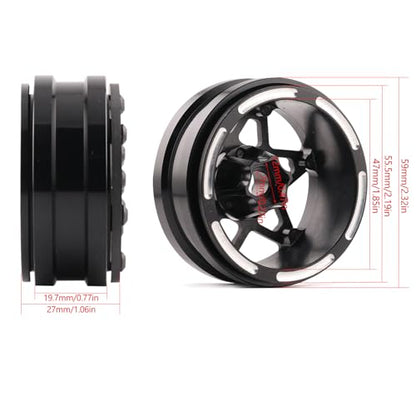 1.9" Aluminum Beadlock Wheel Rims 4PCS Carbon Fiber for 1/10 RC Crawler TRX4 Axial Capra SCX10 VS4-10 Gen8 Upgraded Carbon Fiber 1.9 Beadlock Wheel Rims - style: TXW-LG-D