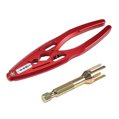 AMK RC Tool Kit Link Rod Ends Assembly 6.35mm Hex Bit Linkages Ball Joint Installing Equipment Shock Clamp 1/10 Scale Accessories for Axial SCX10 TRX4 (Red+Golden) - color: Red+golden