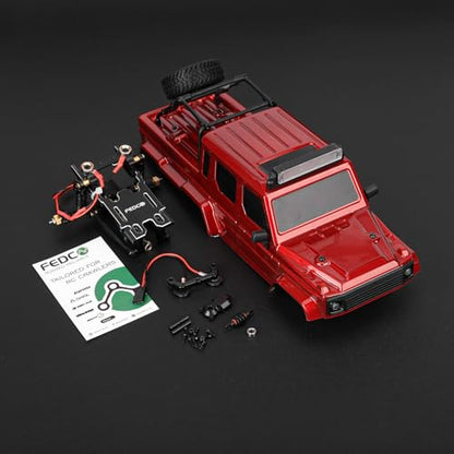 SCX24 Body 6x6 Conversion Kit PC Body with Lights Frame-Axle Assembly for Bronco JLU C10 Basecamp Axial SCX24 6×6 RC Crawler Upgrades - style: Red