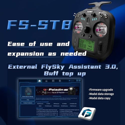 GoolRC Flysky FS-ST8 RC Transmitter 2.4GHz 10CH Remote Controller with FS-SR8 Receiver for RC Drone Airplane Helicopter Car Boat (Upgraded Version)