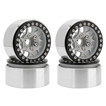 MEUS RACING 1.9 Beadlock Wheels Rims Deep-Dish Wheel for Axial SCX10 Traxxas TRX4 Vanquish VS4-10 Redcat Gen8 1/10 RC Crawler Upgrades (Style B, Silver) - color: Style B, Silver