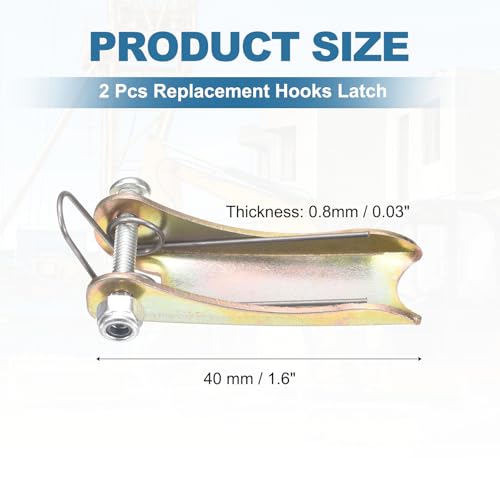 uxcell 1T Hook Safety Latch Kit, 2 Pack Thickened Metal Clevis Slip Hook Replacement Latch for Towing Receiver Hitch Truck Trailer, Color Steel (1.6 Inch / 40mm Length, 0.8mm Thinkness) - size: 1T, 1.6" / 40mm
