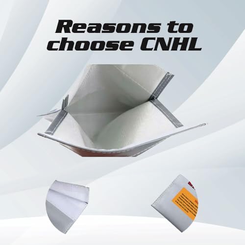 CNHL Lipo Safe Bag Fireproof Explosionproof Safe Bag(12.99X9.84IN) | Keeps multiple packs neatly organized, secures lipo battery bag storage indoors, and offers easy outdoor portability.
