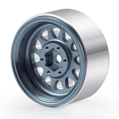 RCLIONS Aluminium 1.3" RC Beadlock Wheel Hub Rims for 1/24 1/18 TRX4M AXIAL SCX24 RC Crawler Car Upgrade Parts (Titanium) - color: Titanium