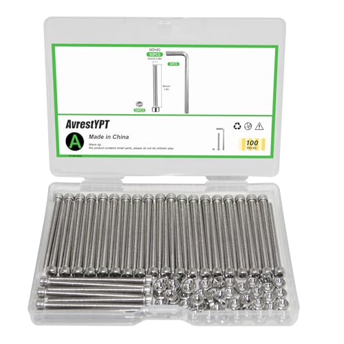 100 Pcs M3 x 40mm Socket Head Cap Screws Metric, Allen Socket Drive, 304 Stainless Steel, Full Thread, Bright Finish, Machine Thread - size: M3 x 40-100Pcs-Silver