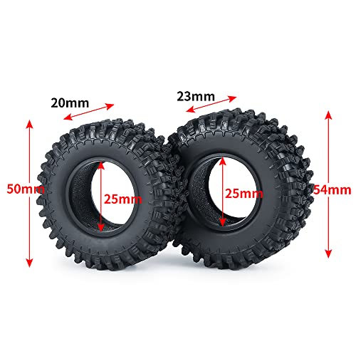 4PCS 1.0" Crawler Tires Rubber Wheel Tires Set for 1/24 Axial SCX24 90081 AXI00001 AXI00002 AXI00005 AXI00006 RC Crawler Car (50mm) - size: 50mm