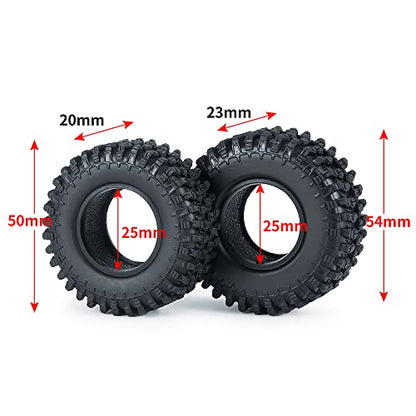 4PCS 1.0" Crawler Tires Rubber Wheel Tires Set for 1/24 Axial SCX24 90081 AXI00001 AXI00002 AXI00005 AXI00006 RC Crawler Car (50mm) - size: 50mm