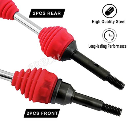 Drive Shaft CVD Axles Upgrades for 1/10 Slash VXL 4x4 Rustler Stampede Hoss VXL 4x4 4WD,4Pcs Front Rear Transmission Driveshaft Parts Hops Up,Red (Upgrades in 2023) - color: Red - 4pcs -Front Rear