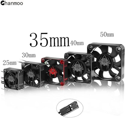 RC Car Metal Motor Cooling Fan 25mm 30mm 35mm 40mm 50mm RC Heatsink 28000RPM ESC Cooling Fans Red-Black Fit for 1/8 1/10 1/12 Scale RC Car 540 550 Brushless OR Brushed Motors (35mm) - size: 35mm